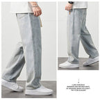 A pair of Arenzza men's loose straight jeans in classic denim, displayed flat with front pockets and belt loops.