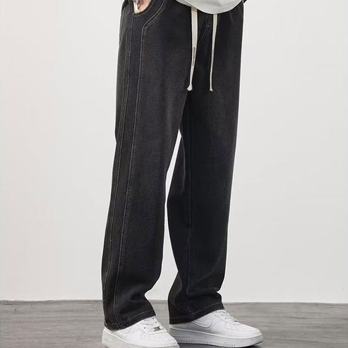 Men's loose straight jeans by Arenzza, casual denim pants with a relaxed fit, shown in a neutral color on a plain background.