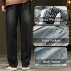 A pair of men's loose straight jeans by Arenzza, shown hanging with a casual fit and classic denim texture.