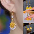 Elegant mesh rose earrings by Arenzza featuring delicate floral design and lightweight gold-tone metal.