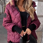 Aarenza quilted cotton winter jacket with hood, featuring a warm, stylish design ideal for cold weather, shown in a front view.