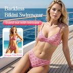 Arenzza boho tile print backless bikini swimwear with vibrant tile pattern, featuring a stylish backless design and adjustable straps.