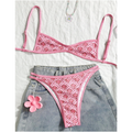 Arenzza boho tile print backless bikini swimwear with vibrant patterns, perfect for beach or poolside summer wear.