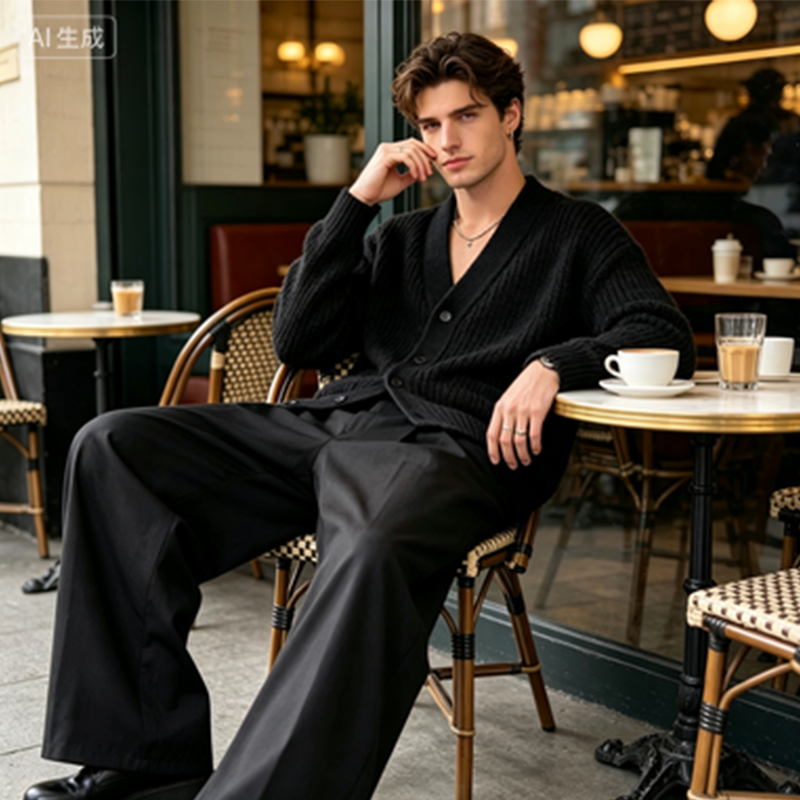 A pair of men's classic fit wide-leg suit trousers in breathable fabric, tailored cut, suitable for formal occasions, by Arenzza.