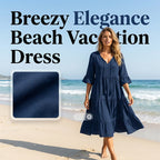 A women's V-neck tassel tie tiered midi dress by Arenzza, featuring a flowy silhouette and layered fabric with tassel details.