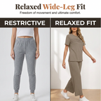 A woman wearing a gray women's 2-piece casual lounge set by Arenzza, featuring a relaxed fit top and matching pants.