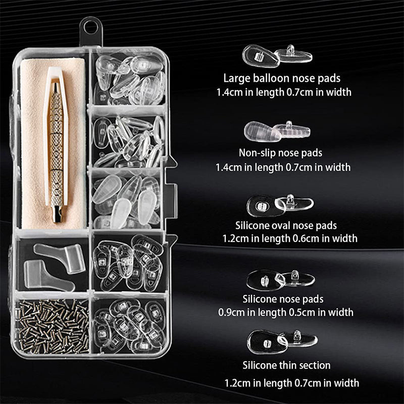 Arenzza eyeglass nose pad repair kit with replacement nose pads and tools for easy glasses repair and comfort.