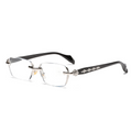 A pair of blue light reading glasses from Arenzza with clear lenses and navy blue frames, designed for comfortable reading and screen use.