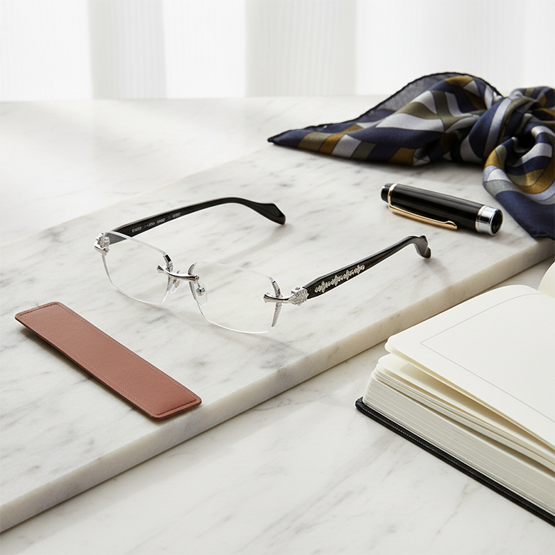 A pair of blue light reading glasses from Arenzza with clear lenses and stylish frame, suitable for computer use and reading.