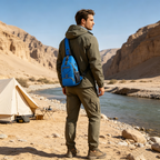 Amen's outdoor sling crossbody bag by Arenzza with multiple pockets, water-resistant material, and breathable back design.