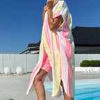 Aarenza casual midi dress with lapel collar and button-front design, shown in a relaxed fit and soft fabric.