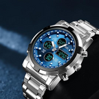 Arenzza men's military watch with analog-digital display, waterproof and shock-resistant, featuring a rugged black strap and durable design.