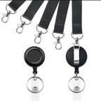 Arenzza black lanyard with waterproof ID badge holder, featuring a secure clip and clear display window for ID cards.