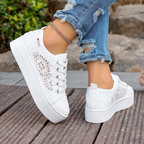Arenzza women's breathable mesh platform sneakers with white soles and stylish design, perfect for casual wear and athletic activities.