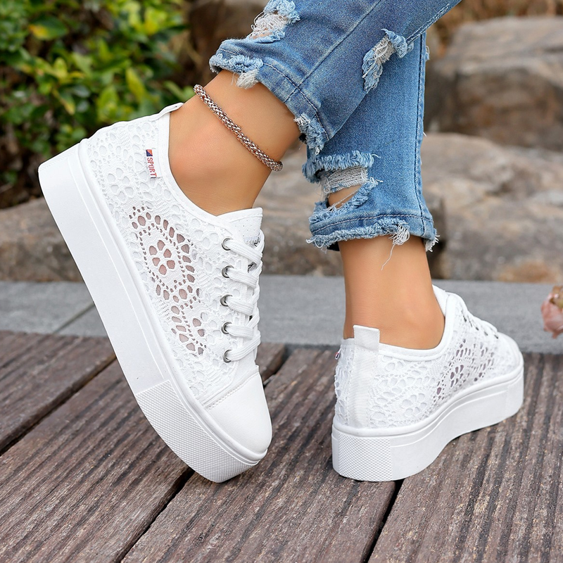 Arenzza women's breathable mesh platform sneakers with white soles and stylish design, perfect for casual wear and athletic activities.