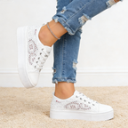 A pair of women's breathable mesh platform sneakers by Arenzza featuring stylish design and comfortable sole.