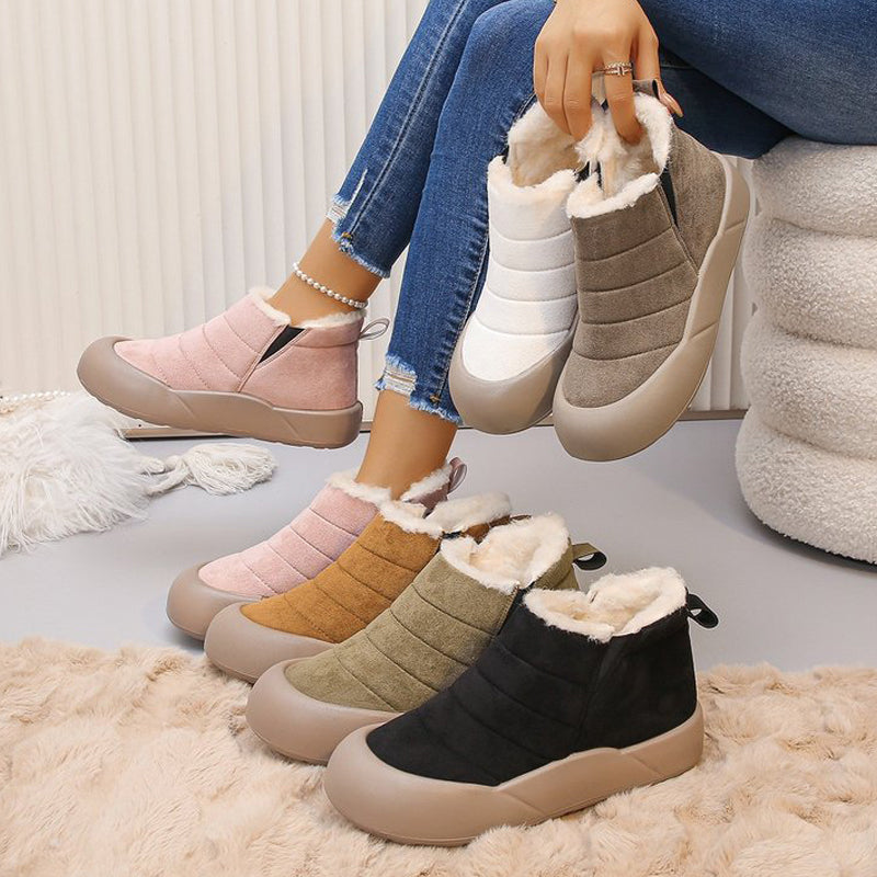 A pair of Arenzza waterproof soft-sole cotton winter boots with cozy interior, ideal for cold weather and winter outdoor wear.