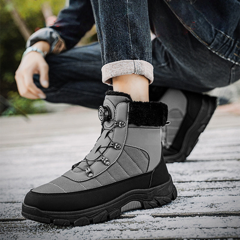A pair of Arenzza men's cozy boots with soft faux fur lining, featuring a warm and comfortable footwear style.