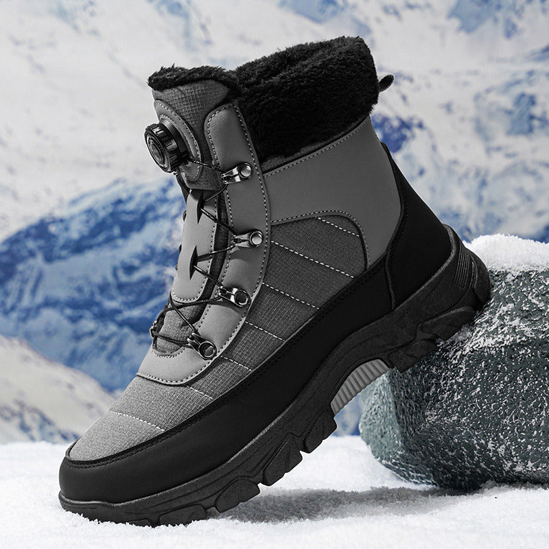 A pair of Arenzza men's cozy boots with soft faux fur lining, featuring a comfortable design and sturdy sole.