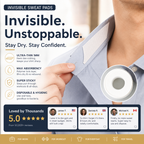 Invisible disposable collar and cuff sweat liners by Arenzza, shown in a close-up image highlighting their discreet and protective design.