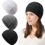 Arenzza breathable sports skull cap, moisture-wicking, stretch fit cycling and running helmet liner, shown on a model.