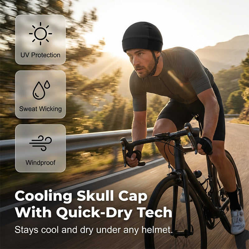 Arenzza breathable sports skull cap, moisture-wicking helmet liner, stretch fit for cycling and running activities.