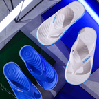 A pair of Arenzza men's sporty flip flops with ultra-soft soles, ideal for beach, gym, and daily wear, shown from top view.