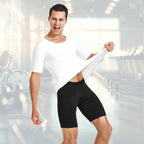Men's solid slimming abdominal control vest by Arenzza, shown in black, designed to shape and support the waist and tummy area.