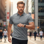 A men's quick-dry short-sleeve lapel T-shirt by Arenzza, shown in a casual style with a collar and lightweight fabric.