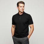 A men's quick-dry short-sleeve lapel T-shirt by Arenzza, shown in black with a classic collar and casual fit.