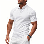 A men's quick-dry short-sleeve lapel T-shirt by Arenzza, shown in a casual style with a smooth fabric finish.