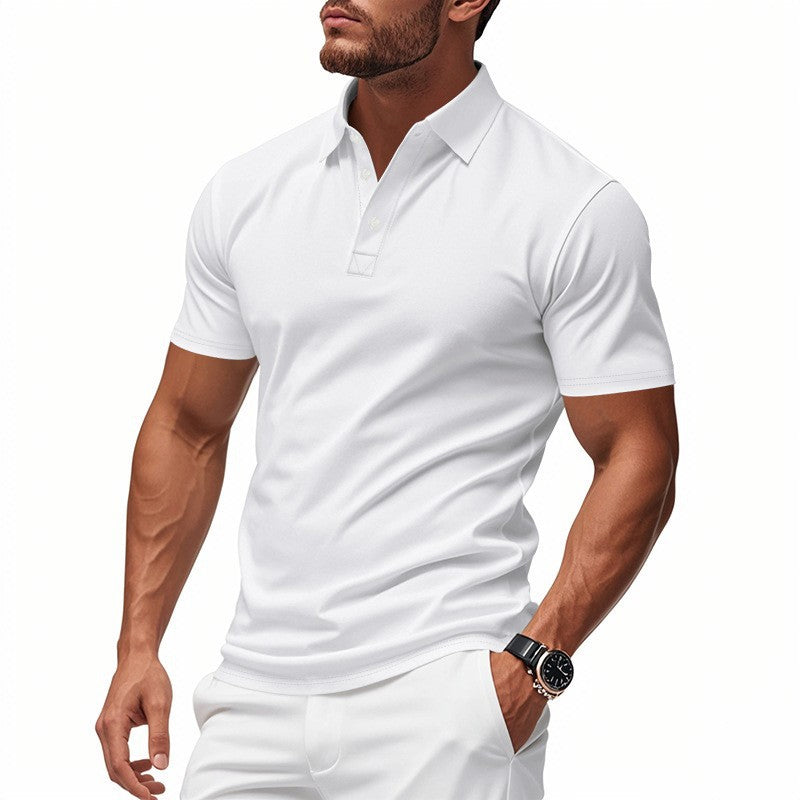 A men's quick-dry short-sleeve lapel T-shirt by Arenzza, shown in a casual style with a smooth fabric finish.