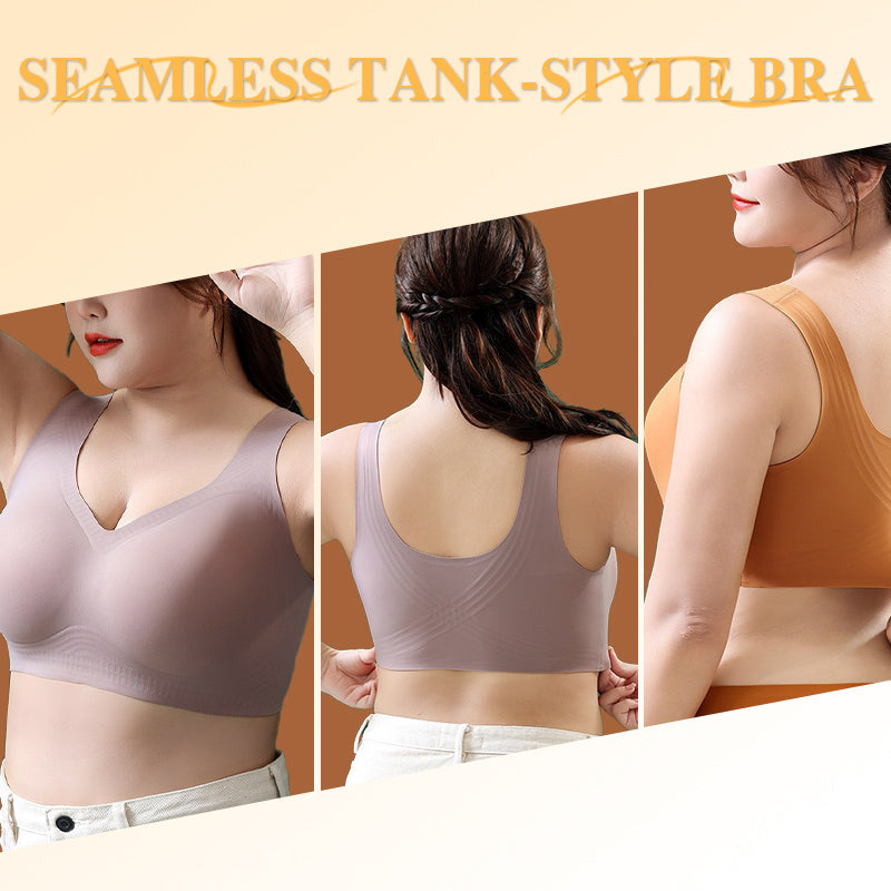 Arenzza breathable soft seamless tank-style bra in light fabric, featuring a comfortable, smooth design with thin straps.