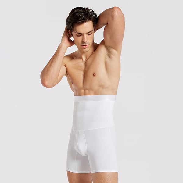 Aarenza men's shapewear shorts in black, designed to shape and smooth the waist and thighs, made from comfortable, stretchy fabric.