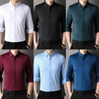 A men's wrinkle-free button-down shirt by Arenzza, shown in a casual fit with a collar and long sleeves.