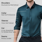 A men's wrinkle-free button-down shirt by Arenzza, featuring a classic collar and long sleeves, displayed on a hanger.