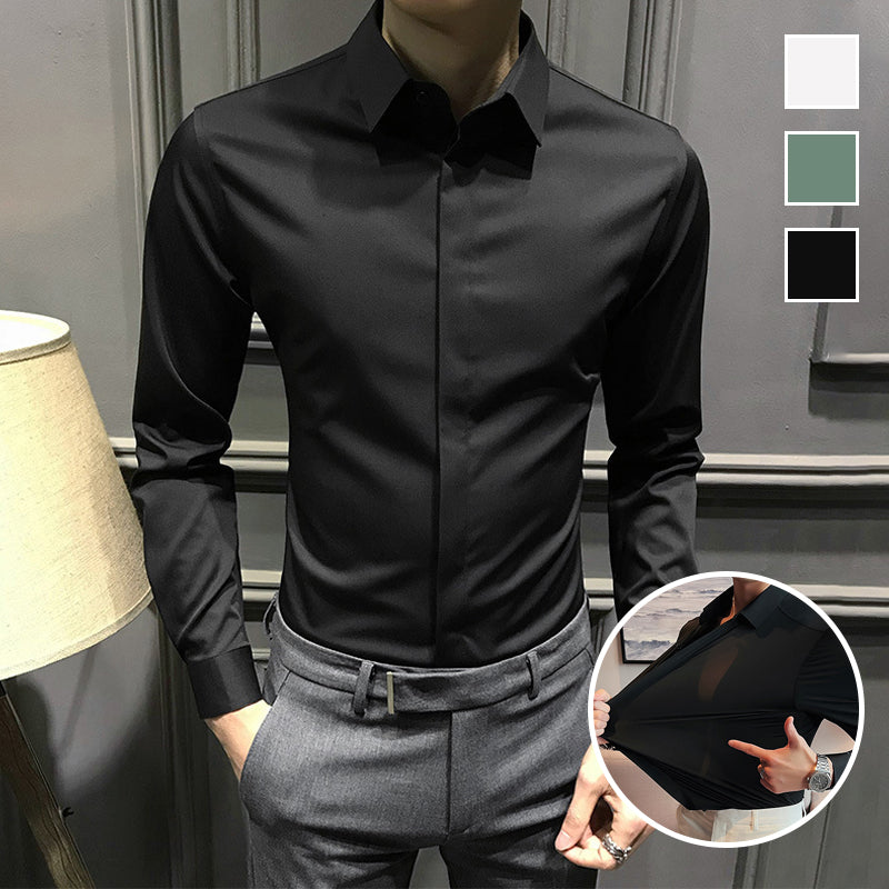 Men's wrinkle-free button-down shirt by Arenzza, shown in a stylish fit with a collar and long sleeves, ideal for casual or office wear.