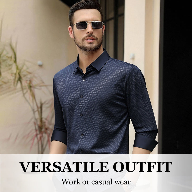 Amen's casual long-sleeve shirt by Arenzza, shown in a relaxed fit with a button-down collar and subtle pattern.