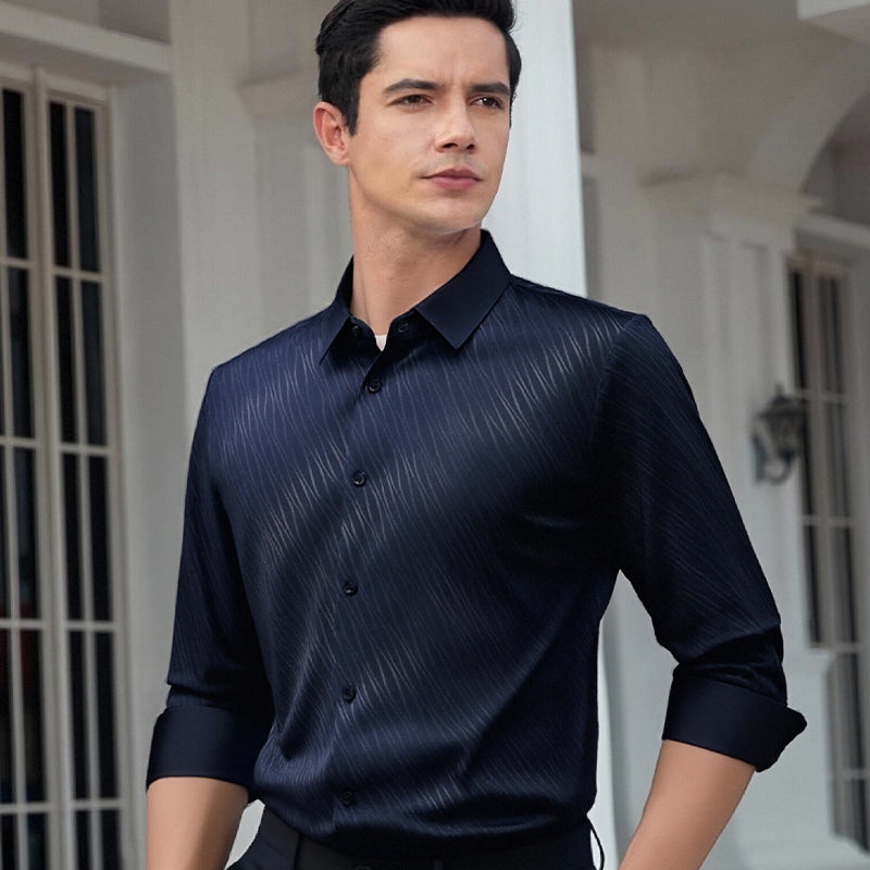 A men's casual long-sleeve shirt from Arenzza featuring a relaxed fit, button-up front, and soft fabric in neutral colors.