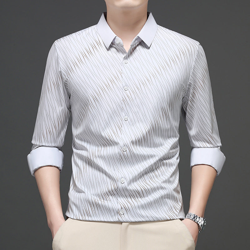 Men's casual long-sleeve shirt by Arenzza, featuring a relaxed fit, button-up design, and stylish collar, suitable for everyday wear.