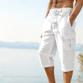 Men's linen blend cargo capri pants by Arenzza, featuring relaxed fit and multiple pockets, in a neutral color.