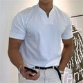 Aarenza men's short sleeve fitness T-shirt, stylish black business casual top, made for active wear and comfortable fit.