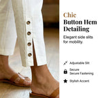 A pair of Arenzza breathable summer cropped trousers with pockets, shown in a relaxed fit and lightweight fabric.