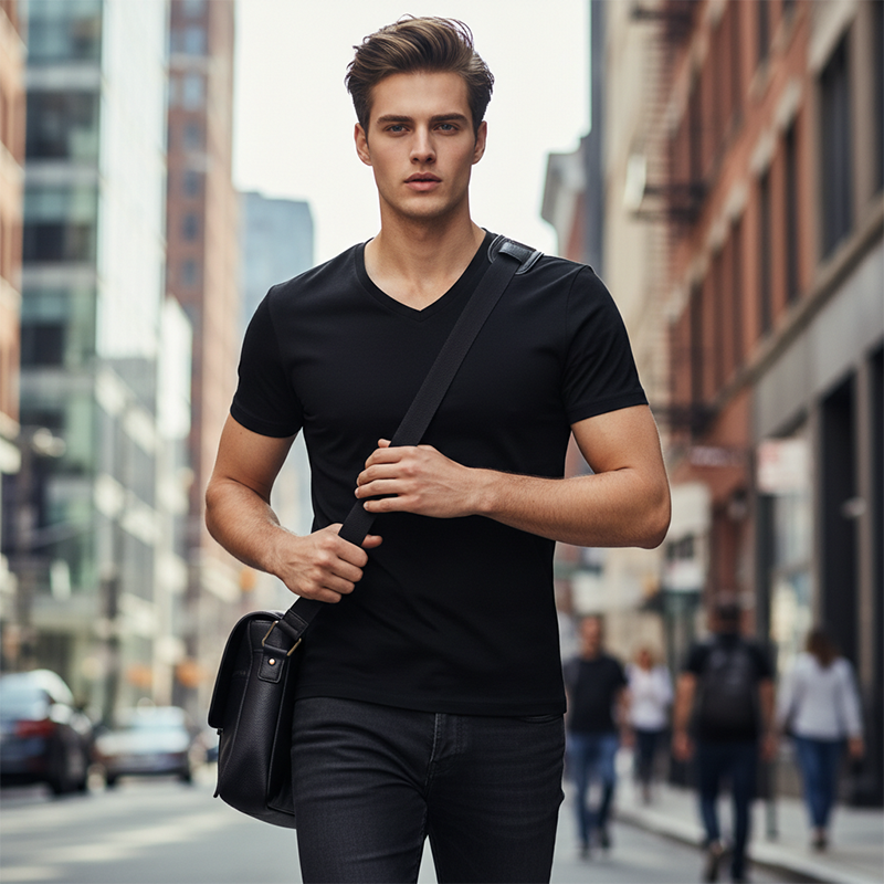 A white Classic V-Neck Cotton Short Sleeve T-Shirt by Arenzza, laid flat showing the smooth fabric and V-neck design.