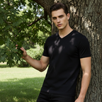 A white Arenzza classic v-neck cotton short sleeve t-shirt displayed flat, showcasing a clean, simple design perfect for casual wear.