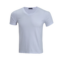 A white Arenzza classic V-neck cotton short sleeve T-shirt displayed flat, showing its simple, clean design and soft fabric texture.