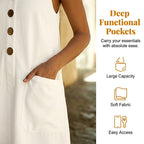 Aarenza women's sleeveless cotton linen dress with a U-neck in a solid color, lightweight and breezy for comfortable summer wear.
