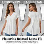 Aarenza flowy short sleeve top with inverted pleat back, lightweight fabric, and relaxed fit in a versatile casual style.