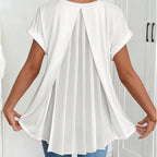 Arenzza flowy short sleeve top with inverted pleat back, lightweight and stylish women's clothing in soft fabric.