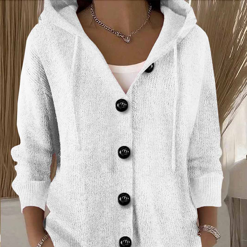 Women’s solid color long sleeve cardigan by Arenzza, featuring a comfortable fit and stylish design, shown in a retail product image.